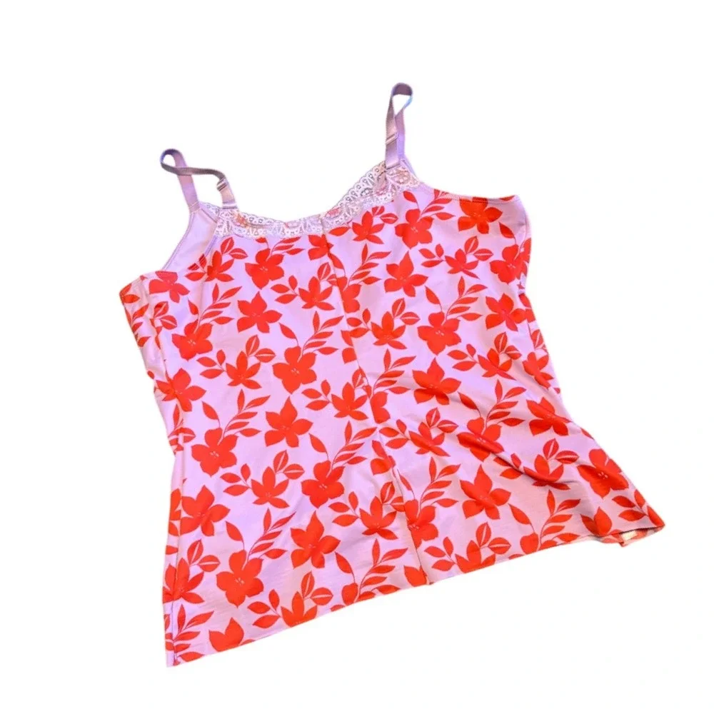 Ruby‎ Ribbon Heritage Cami Purple Orange Floral Lace Trim Shapewear Size 48
